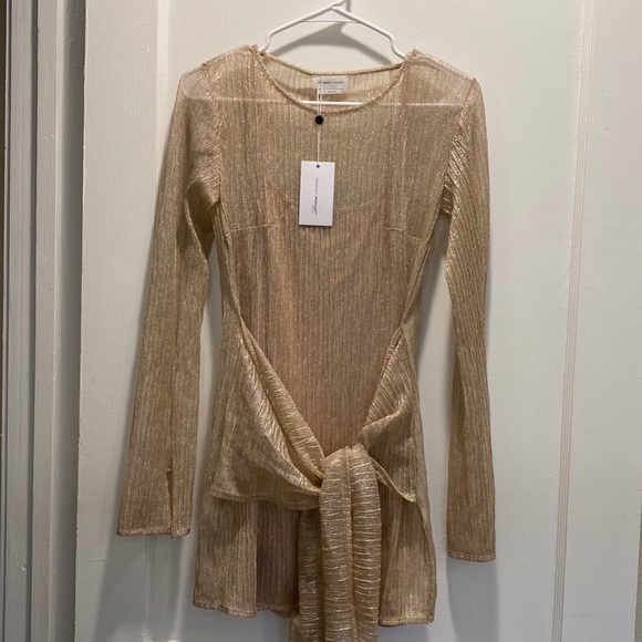 Light gold Lovers + Friends barker mini dress XS NWT - Picture 6 of 6